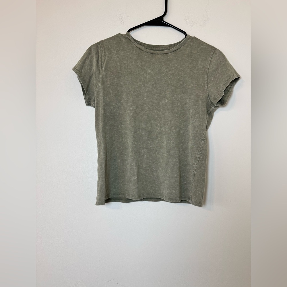 Aerie Olive Green Washed Tee XS Soft Crewneck Casual Top